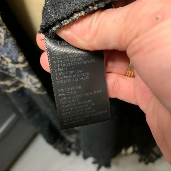 Ecote Free People Textured Bohemian Kimono Black Aztec Open Fringed Cardigan OS - Picture 8 of 11